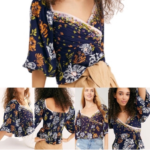Free People Mirabella Floral Print Top Large Crop - Picture 6 of 6
